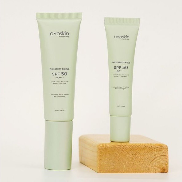 Avoskin The Great Shield Sunscreen Trial Mini 5ml dan Fullsize 30ml (Tabir Surya SPF 50 Avo Skin)