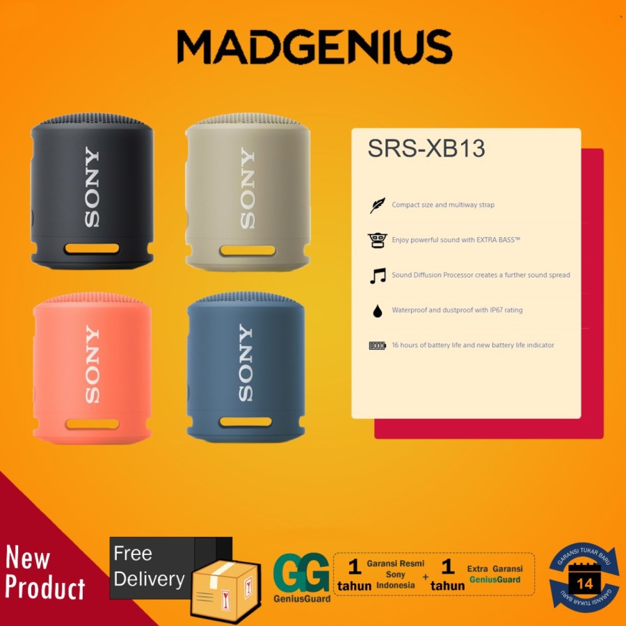 SONY Original SRS-XB13 / SRS XB13 / SRSXB13 EXTRA BASS Portable Wireless Speaker . Garansi Resmi