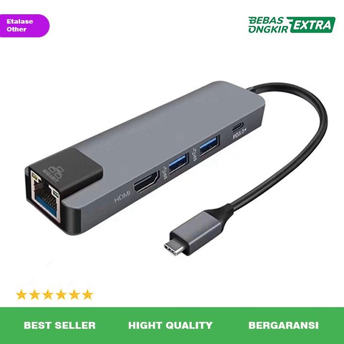 EDUP USB Type C Hub 5 in 1 LAN HDMI Pass-through Charging YC-206