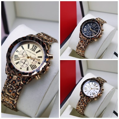 JAM TANGAN WANITACEWEK MURAH MK LEOPARD TALI RANTAI JJ33