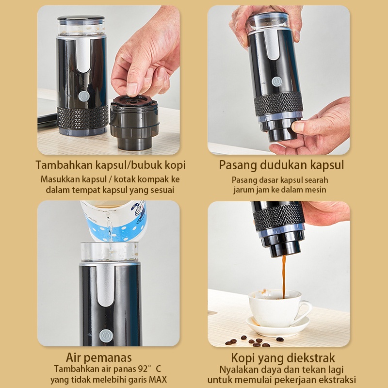 SYH Mall Electric Espresso Maker / mesin kopi / Mesin Pembuat Espresso Portable / Portable Elektrik Coffee Maker / Espresso Coffee Maker / PORTABLE Dengan Filter Coffee Maker / Elektrik Coffee Maker Set