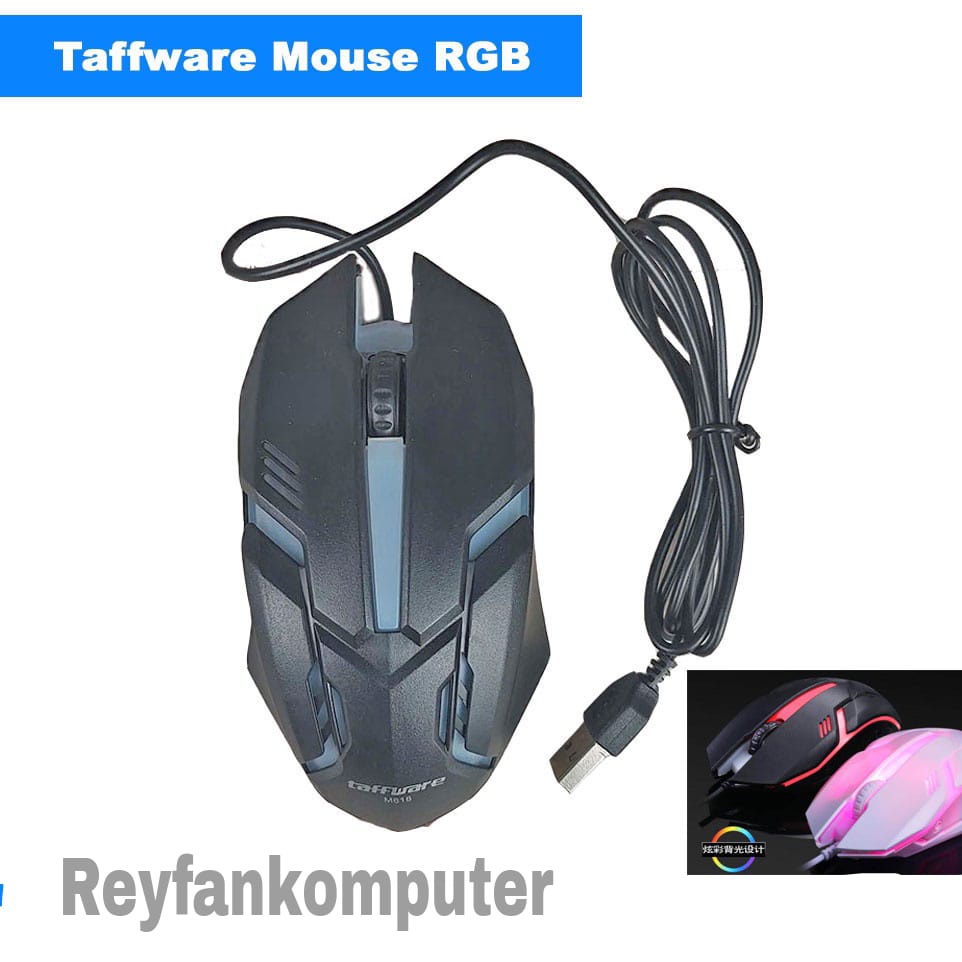 Mouse Gaming LED RGB 1000 DPI - Mouse RGB Wired - Taffware M618