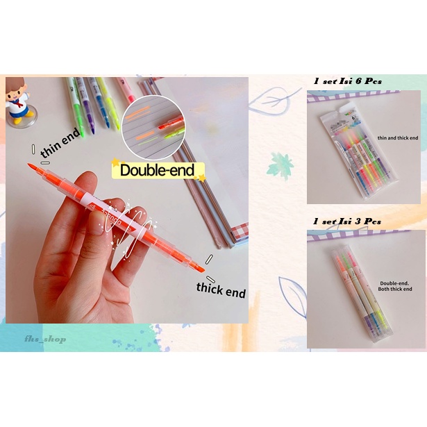 

Penanda Warna Double Highlighter Double Color Penanda Warna Atas Bawah 1 Set Isi 3 Pcs Atau 6 Pcs