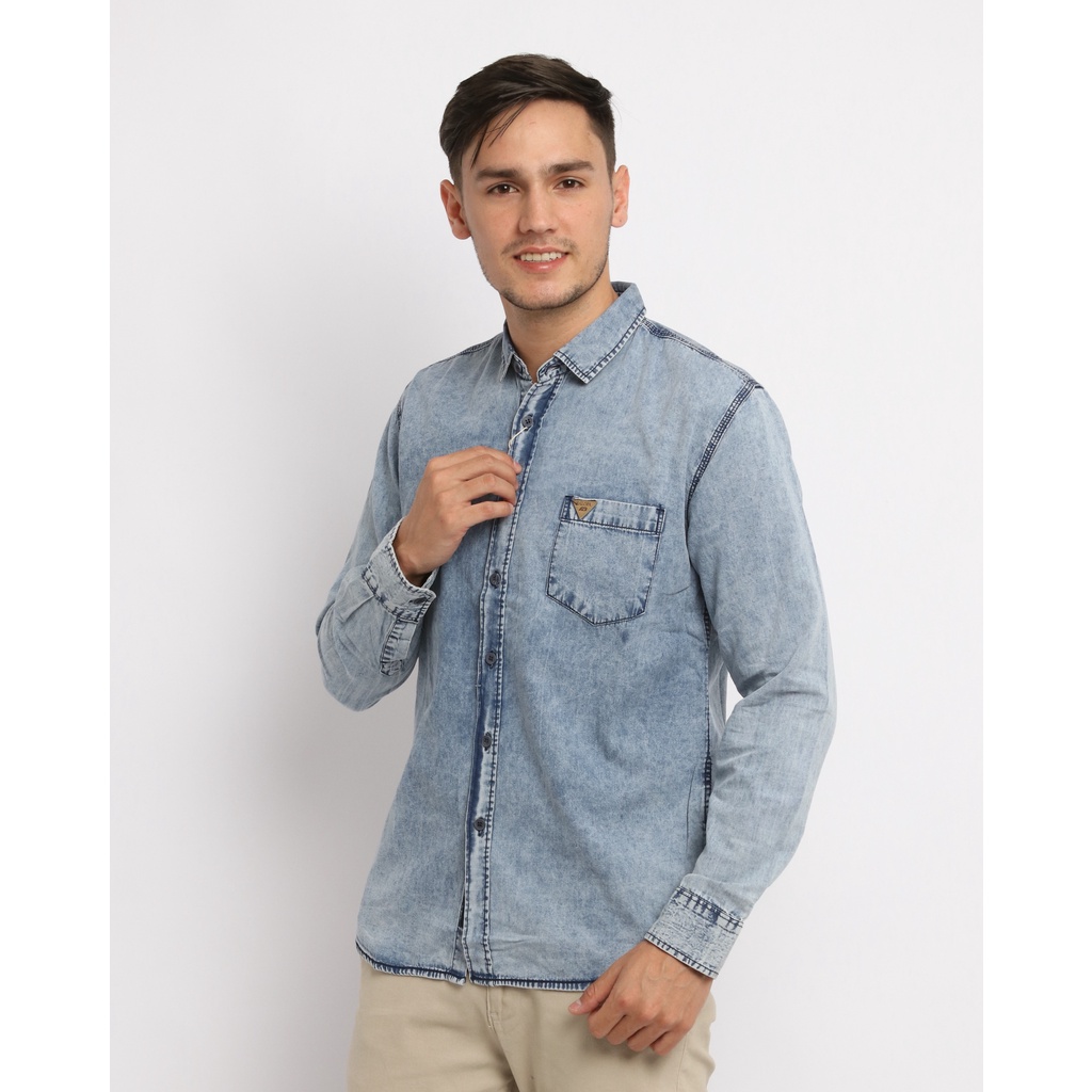 Balofa Kemeja Jeans Denim Pria Panjang (Washed Jeans)