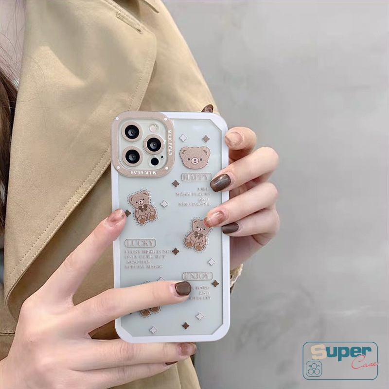 Oppo A17 A95 A15 A17K A57 A12 A78 A58 A16 A53 A54 A74 A76 A96 A36 A52 A72 A92 A7 A5 A11 A33 A5S A12E A3S A9 A15S A35 A1K Reno 8T 8 7 5 6 5F INS Kartun Lucu Sarung Tpu Lembut Beruang