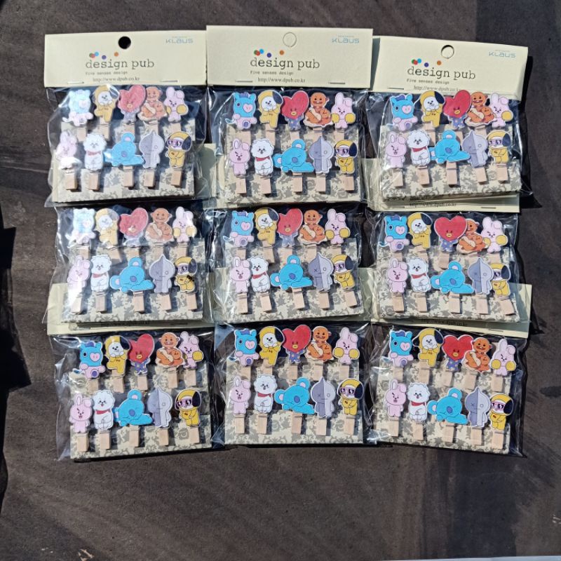 isi 10pcs/pack PENJEPIT FOTO BTS BT21 POLAROID KAYU Bahan KAYU WOODEN CLIP KPOP IDOL LUCU