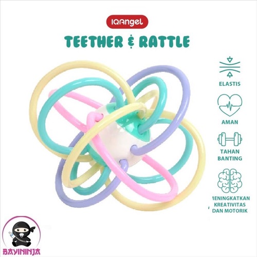 IQANGEL Manhattan 12 Teether Rattle Toy / IQ Angel IQBT0120 2in1 Roly Poly Hedgehog Teether Toy Mainan Gigitan Bayi