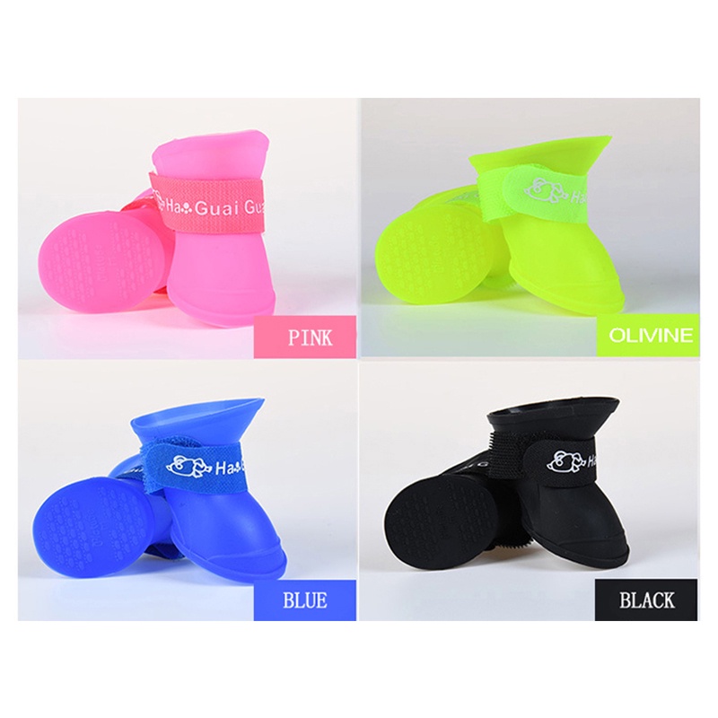 【Yayapet】4 Pcs/Set Sepatu Boots Hujan Tahan Air Anti Slip Untuk Anjing Dan Kucing Peliharaan