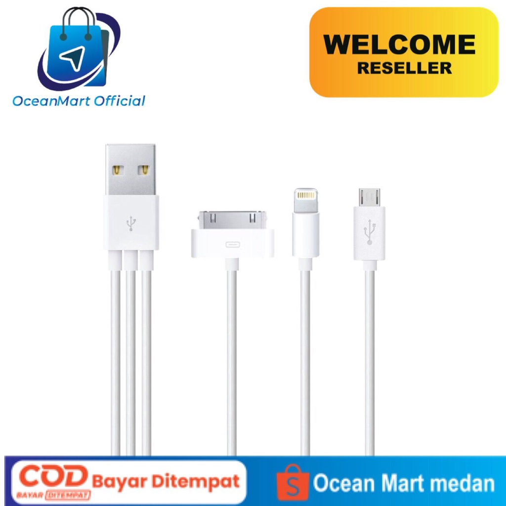 Kabel Data Charger USB 3In1 1M For Cable Iphone 5 Micro Iphone 4 OCEANMART Aksesoris HP OCEAN MART Murah