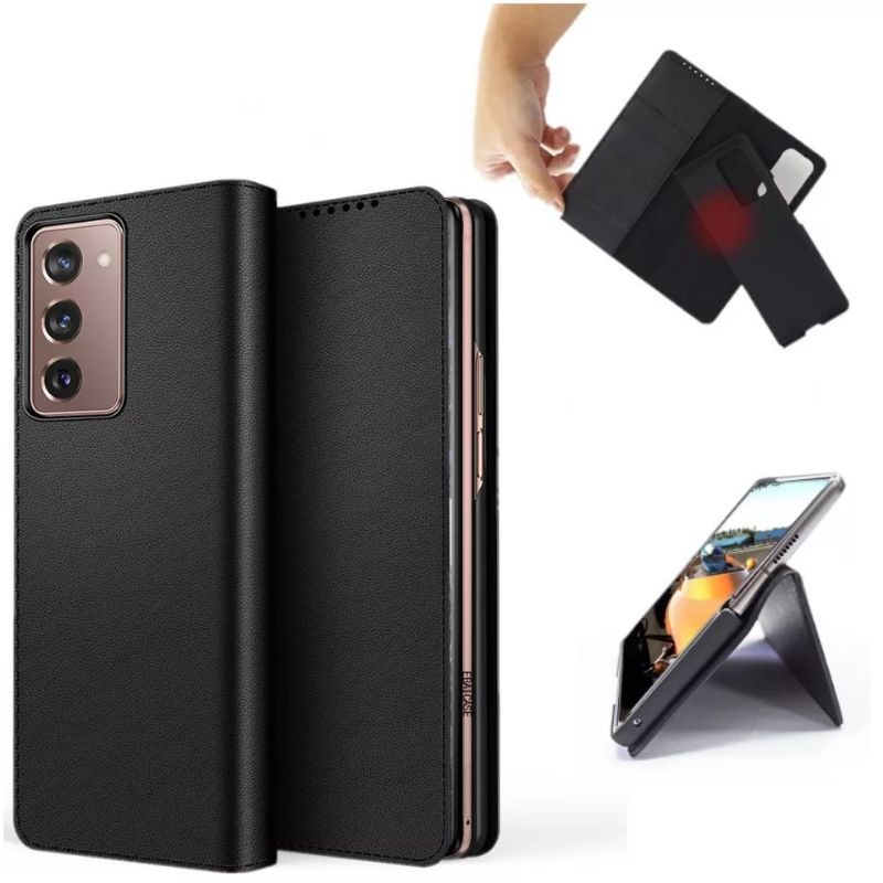 Original Soft Flip Case Samsung Galaxy Z Fold 2 & Fold 3 5G Leather Magnetic Cover Wallet Dompet Cas