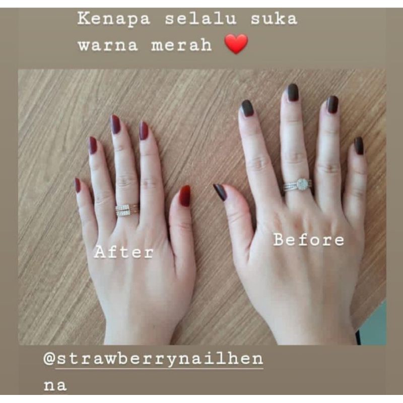 Kutek Strawbery Nail Henna 14ml Kutek Halal sah Untuk Sholat