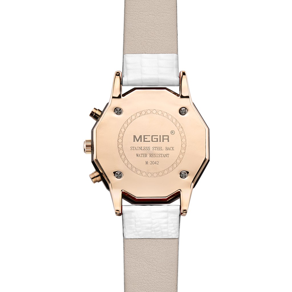 MEGIR 2042 Jam Tangan Wanita Analog Chronograph Tali Kulit WATCHKITE WKOS