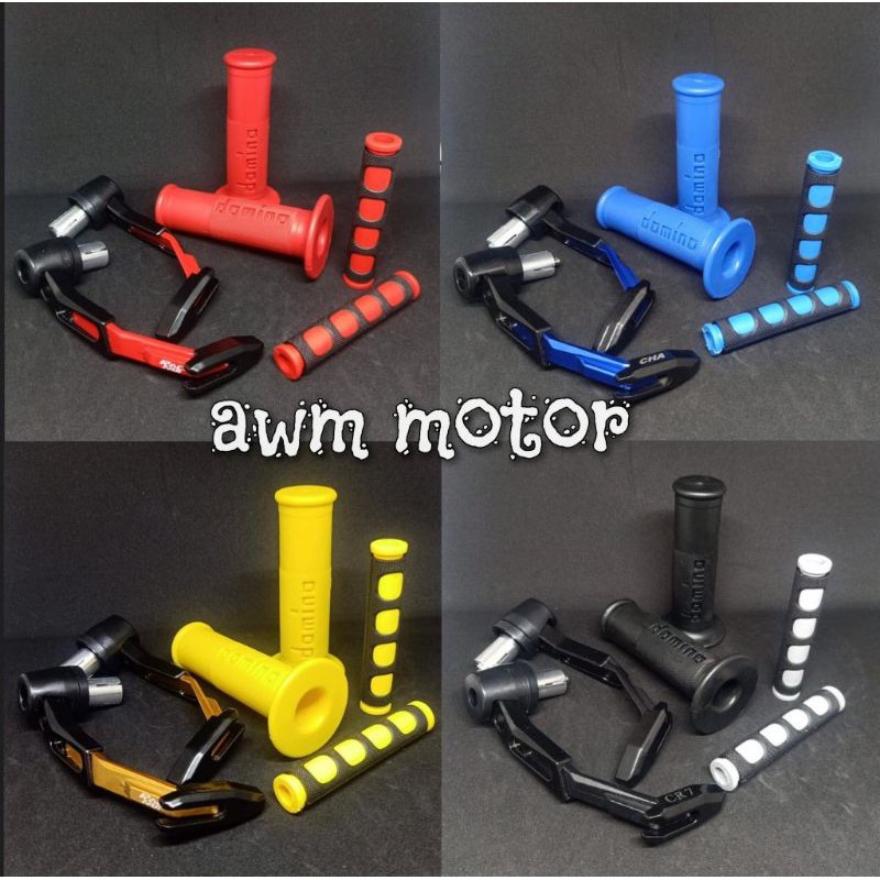 [PAKET] Handgrip Domino Polos Plus Proguard robot dan Karet Handle Universal