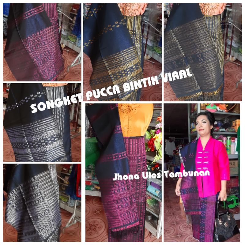 Songket Bintik Bunga Pucca Navy Nauli Batak Pesta
