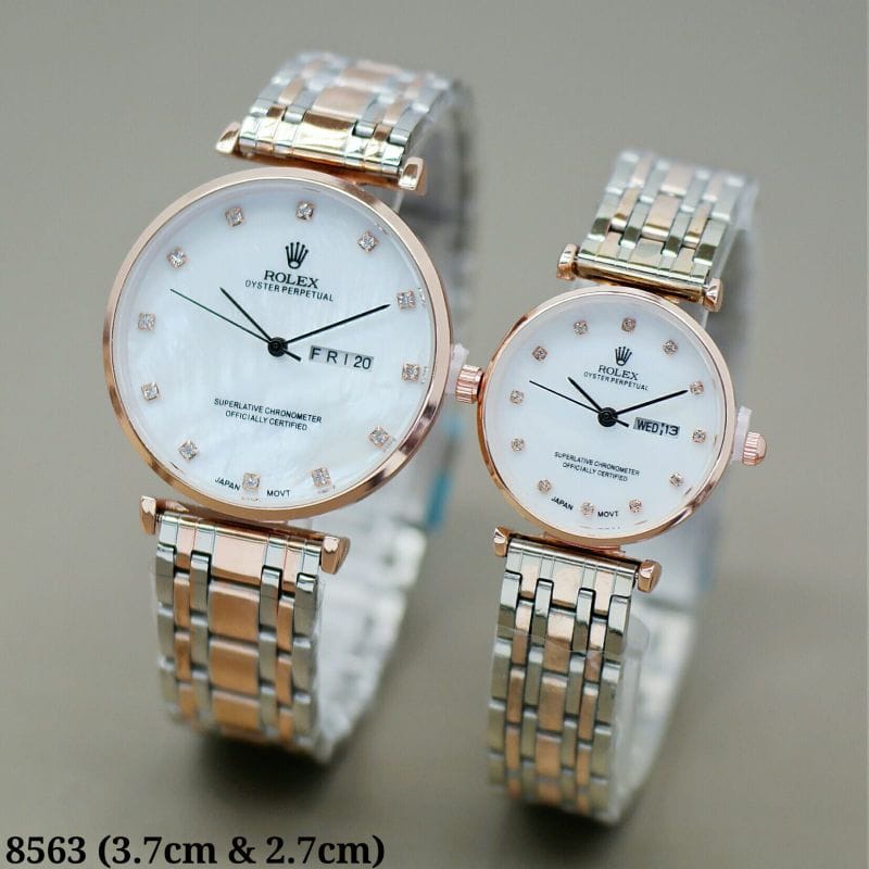 Jam Tangan Watch Couple Fashion RLX HM 8563 Tanggal Aktif Stainless Steel