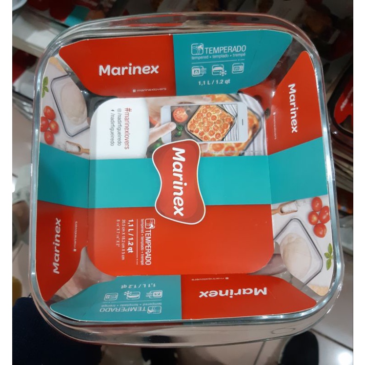 Marinex Loyang persegi/Loyang kaca/Bowl kaca/Mangkuk persegi/Mangkok kotak