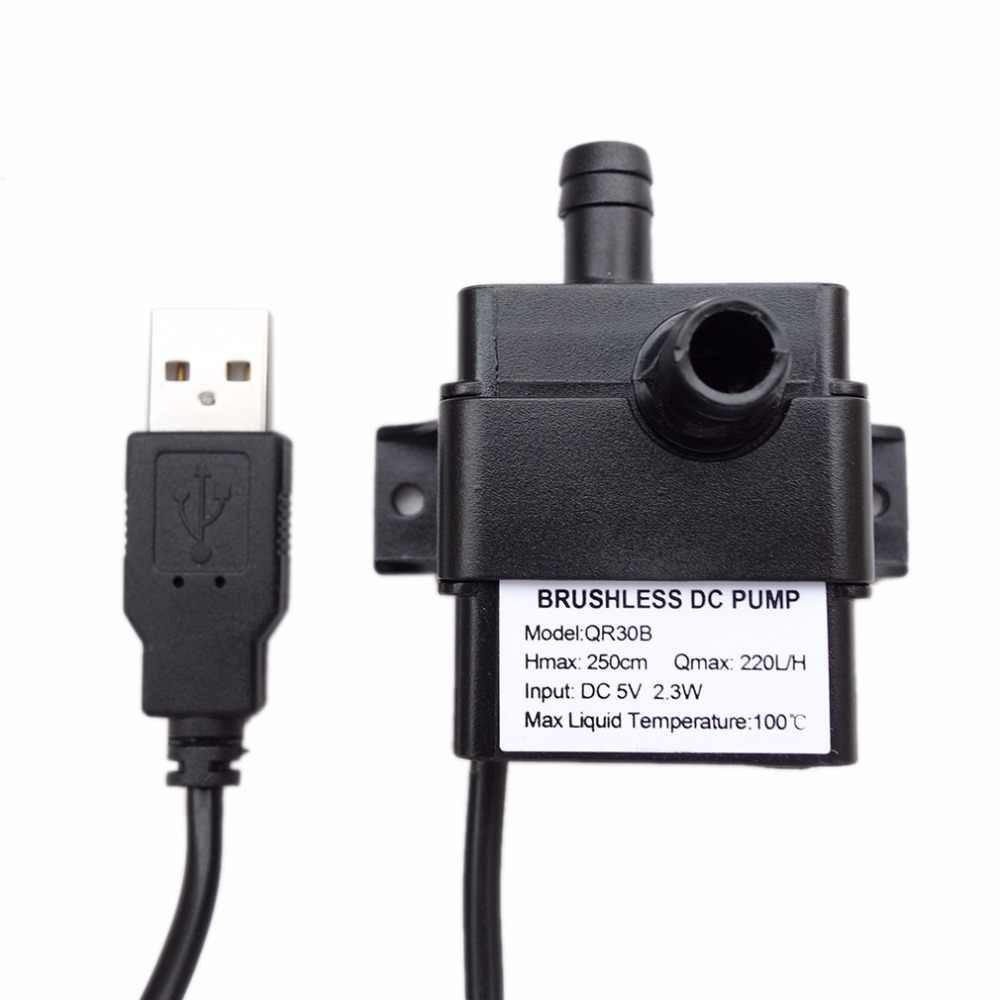 Pompa Air Mini USB Brushless Water Oil Pump Submersible 5V - QR30B - Black