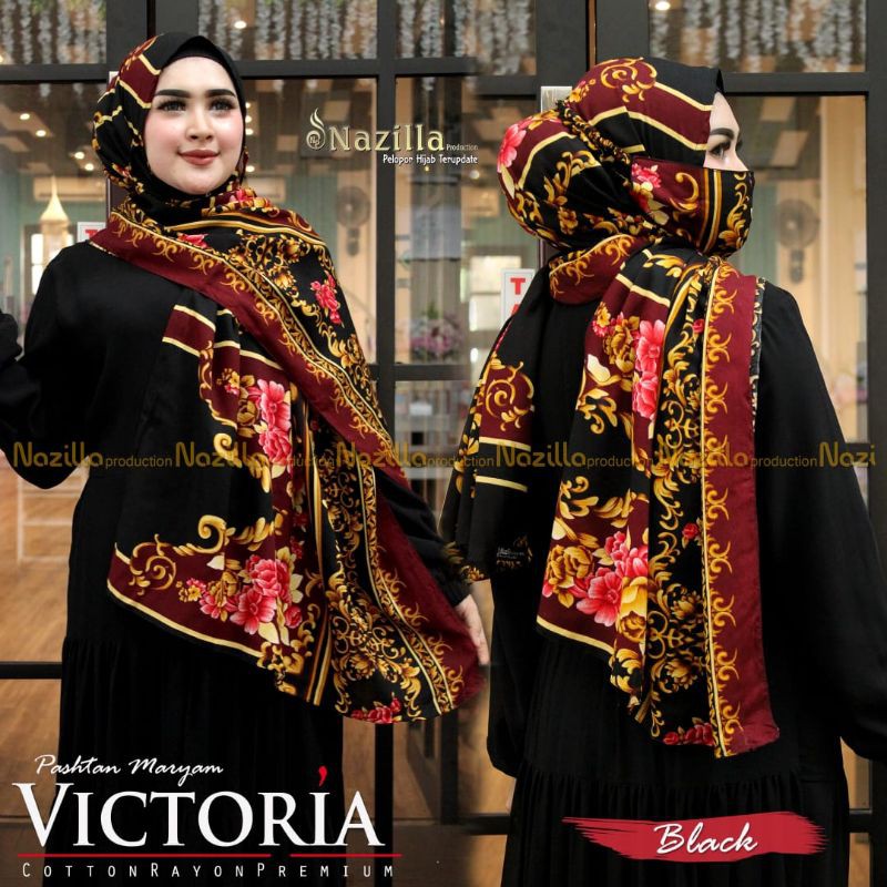 Jilbab Pashmina Instan Maryam Victoria Free Masker Ori Nazilla