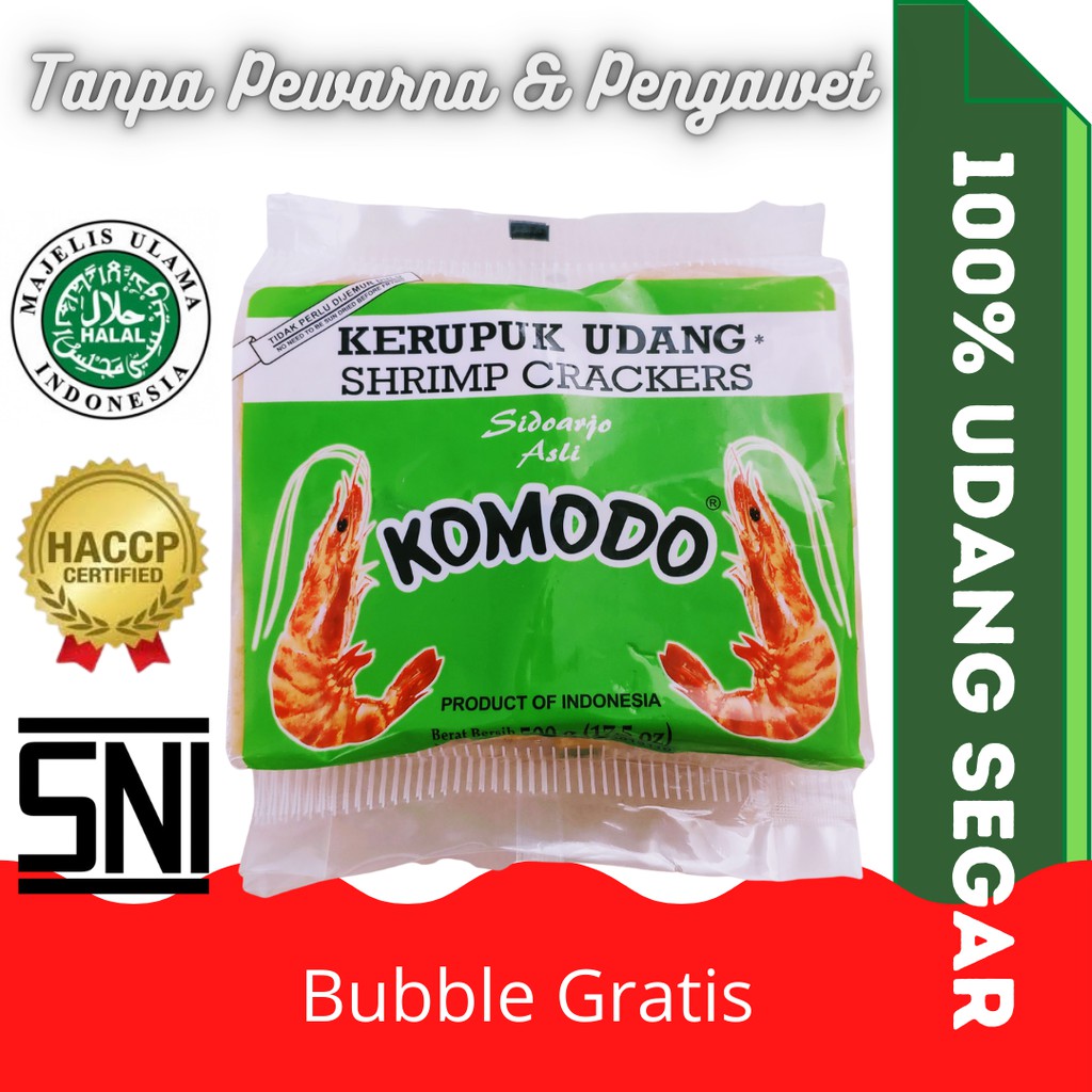 KOMODO HIJAU Kerupuk Udang Mentah Spesial Ukuran Besar 500g