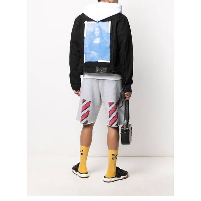 OFF-WHITE blue monalisa print denim jacket