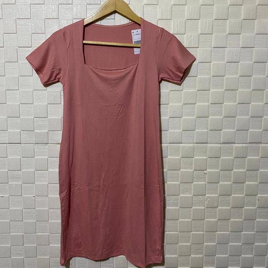 dress kerah kotak lengan pendek wanita/dress terbaru/dress polos/dress kerah kotak/dress pendek kera