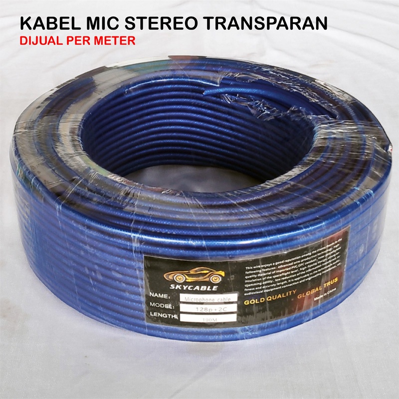 KABEL MIC STEREO TRANSPARAN TEMBAGA ASLI KABEL MICROPHONE CABLE KABEL AUDIO 128P+2C PER METER