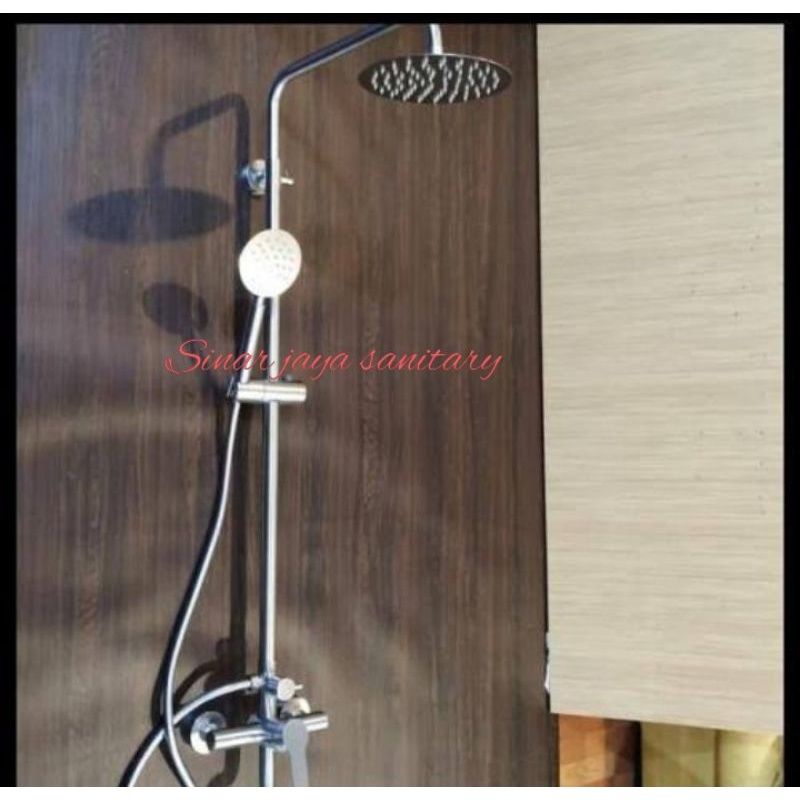 Kran shower tiang stainless panas dingin / Shower tiang bulat panas dingin