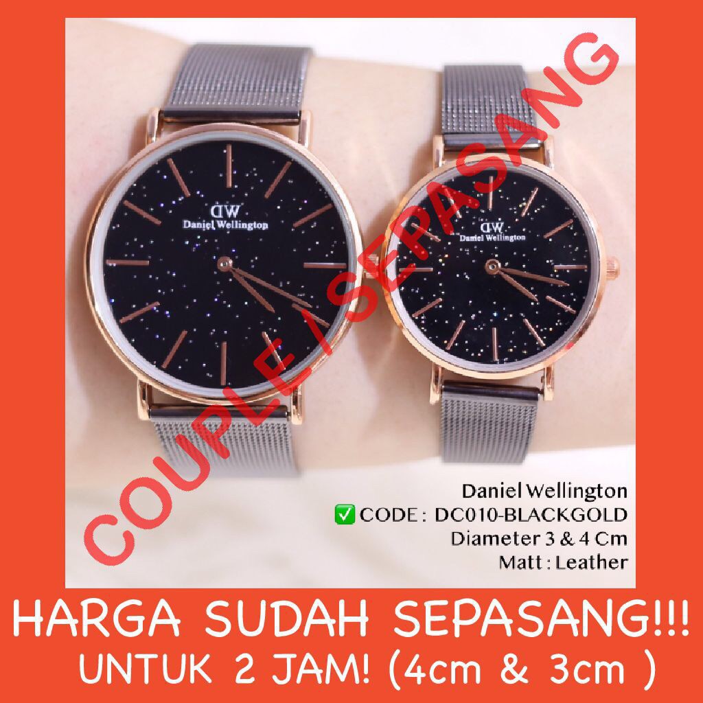 Jam tangan Couple pria wanita tali pasir stainless kulit free baterai cadangan grosir termurah DC020