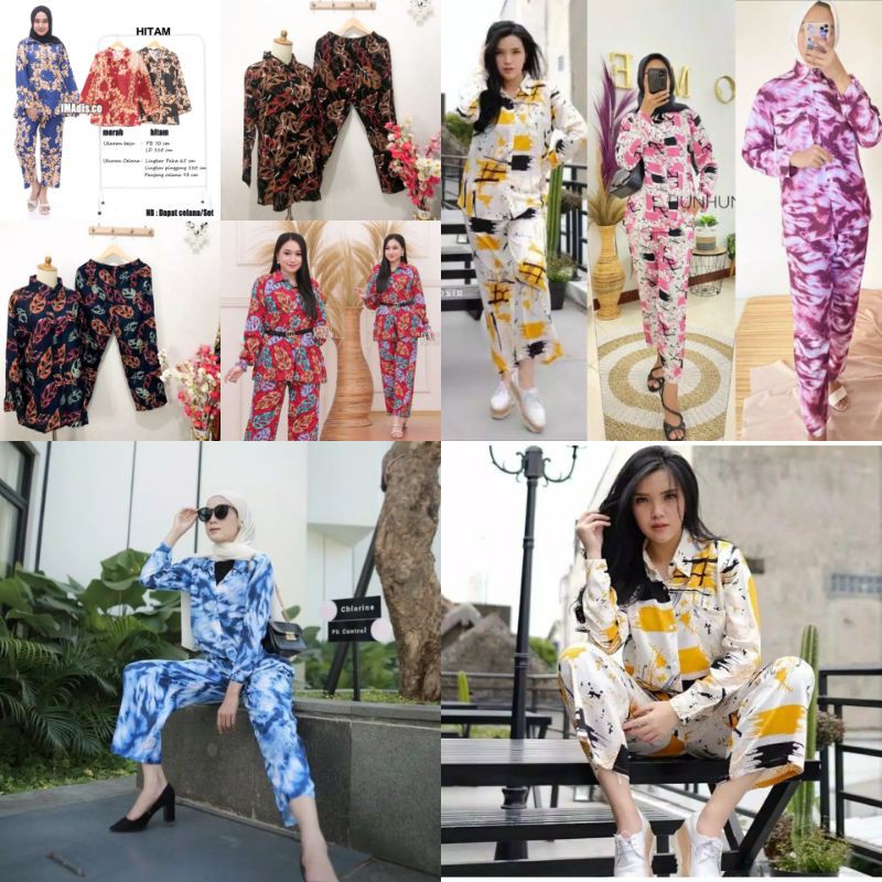 Setelan Wanita One Set Pajamas Baju Lengan Panjang Celana Panjang Setelan janbol viral hits