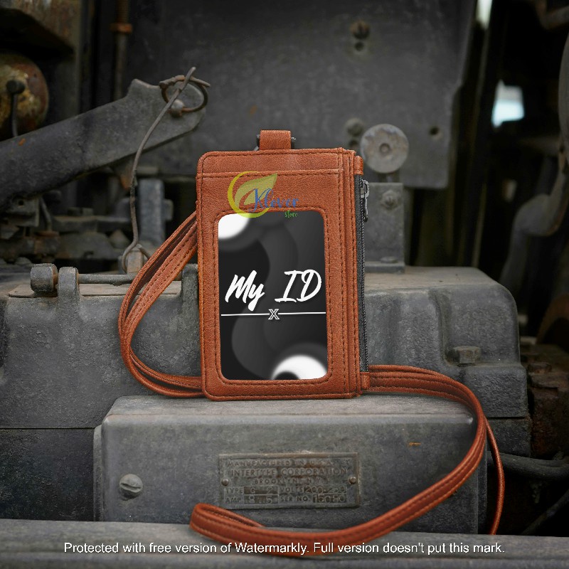 Name Tag ID card Holder Kulit Name Tag Lanyard Tali Id Holder Kostum Cetak Nama dan Logo Id Card Hol