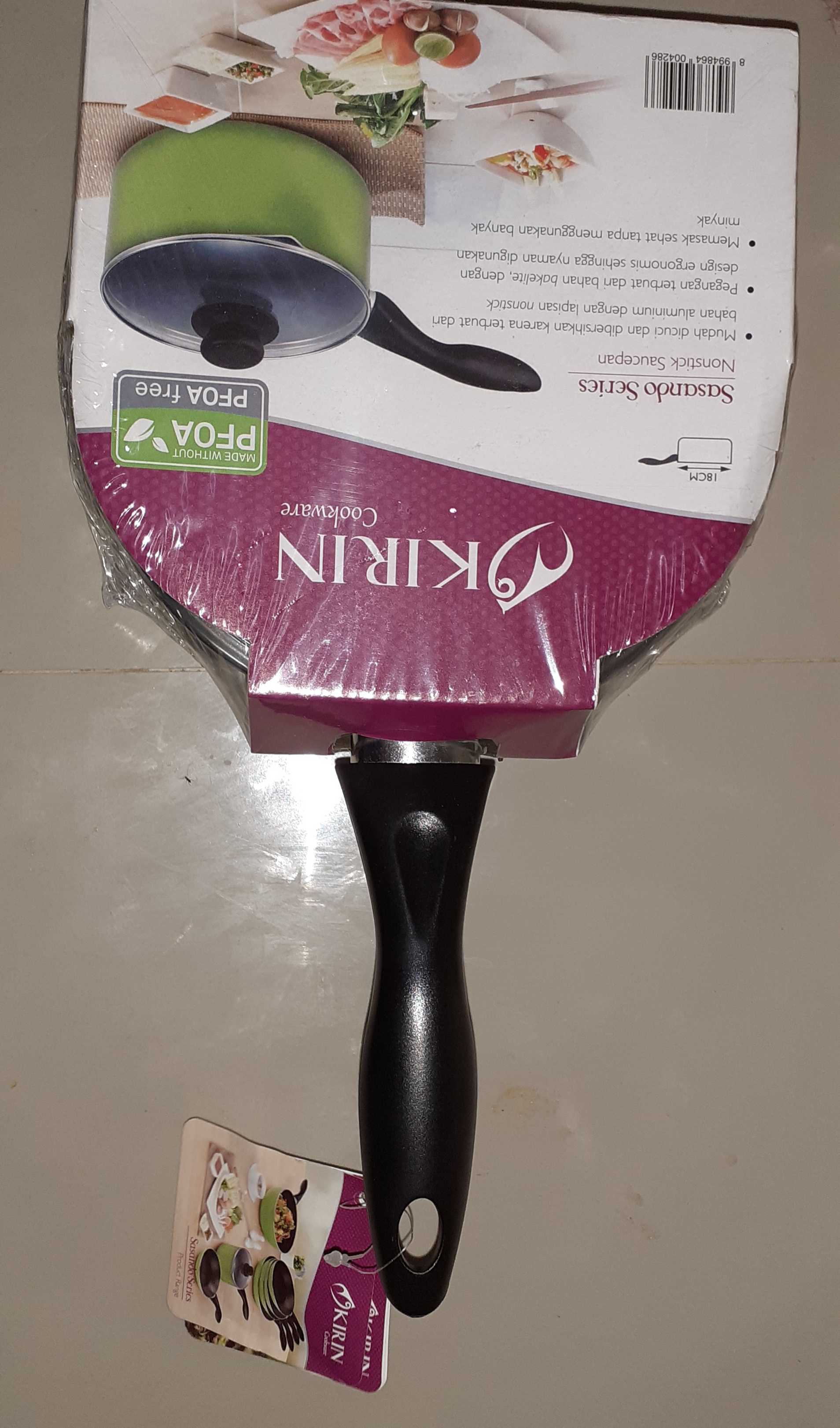 Kirin Saucepan 18cm Panci Susu + Tutup Kaca Sasando Series Hijau