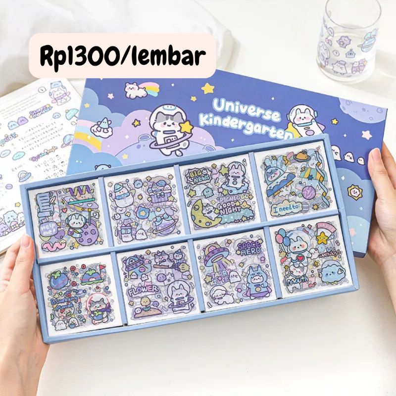 

1 Lembar Sticker Deco Universe Theme Transparan PVC Tumblr Journal Scrapbook