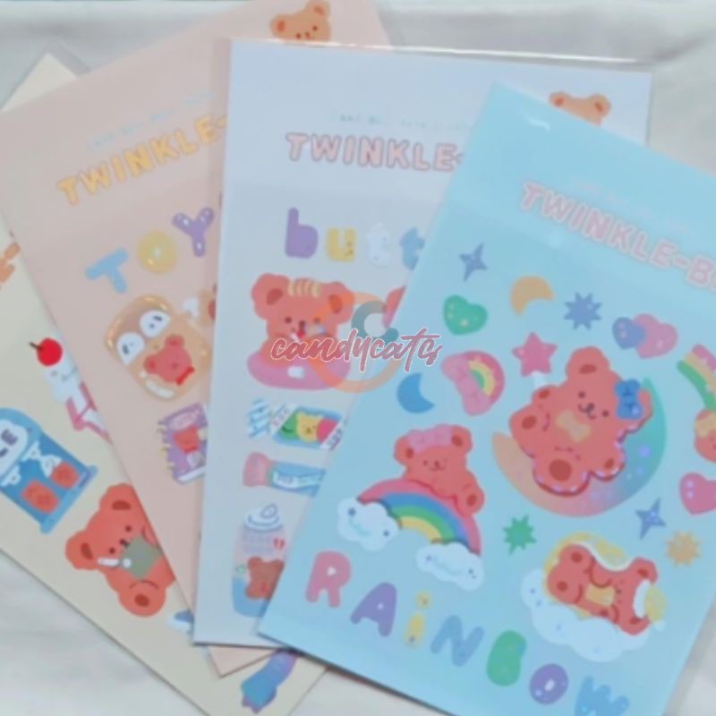 [CANDYCATS] STICKER TWINKLE BEAR MILKJOY TAHAN AIR PVC DEKORASI BERUANG LUCU KAWAII