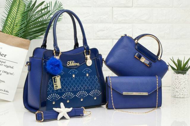 Tas import ELDORA Jacklyn ES1102 3in1 set handbag wanita branded batam