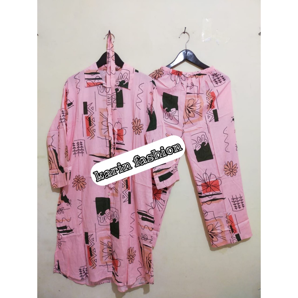 ONE SET LONG TUNIK AYULIA // SETELAN WANITA LONG TUNIK TERBARU // SETELAN LONG TUNIK KANCING AKTIF