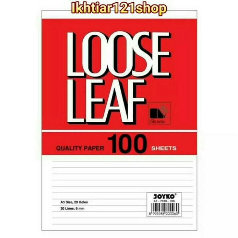 

Kertas isi Binder File Loose Leaf Ukuran A5 isi 100 Lembar