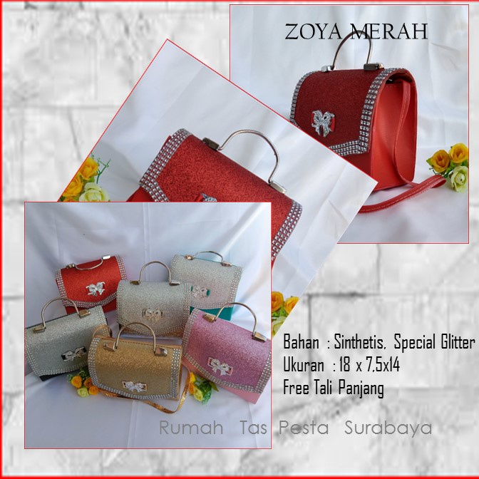 Tas Kondangan,Tas Gliter,Tas Cantik,ZOYA MERAH