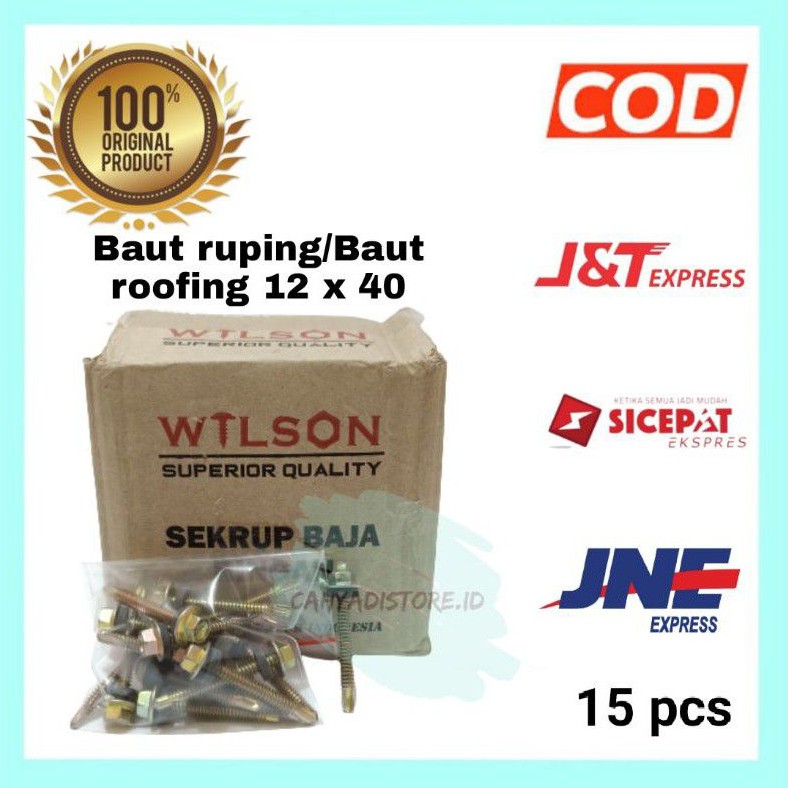 [Isi 15 pcs] Baut Ruping/Baut Roofing/Paku Ruping/Paku Roofing Wilson Baja Ringan 12 x 40