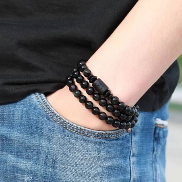 Kalung Gelang Pria Batu Giok Hitam Naga