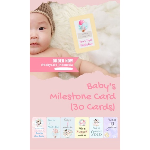 

Baby Milestone Card edisi Cute Water color