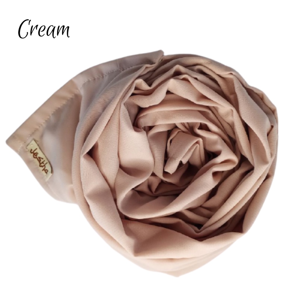 pasmina Wolfis Ukuran Panjang 200x75cm Jilbab Hijab Kerudung Pashmina jumbo premium-CREAM