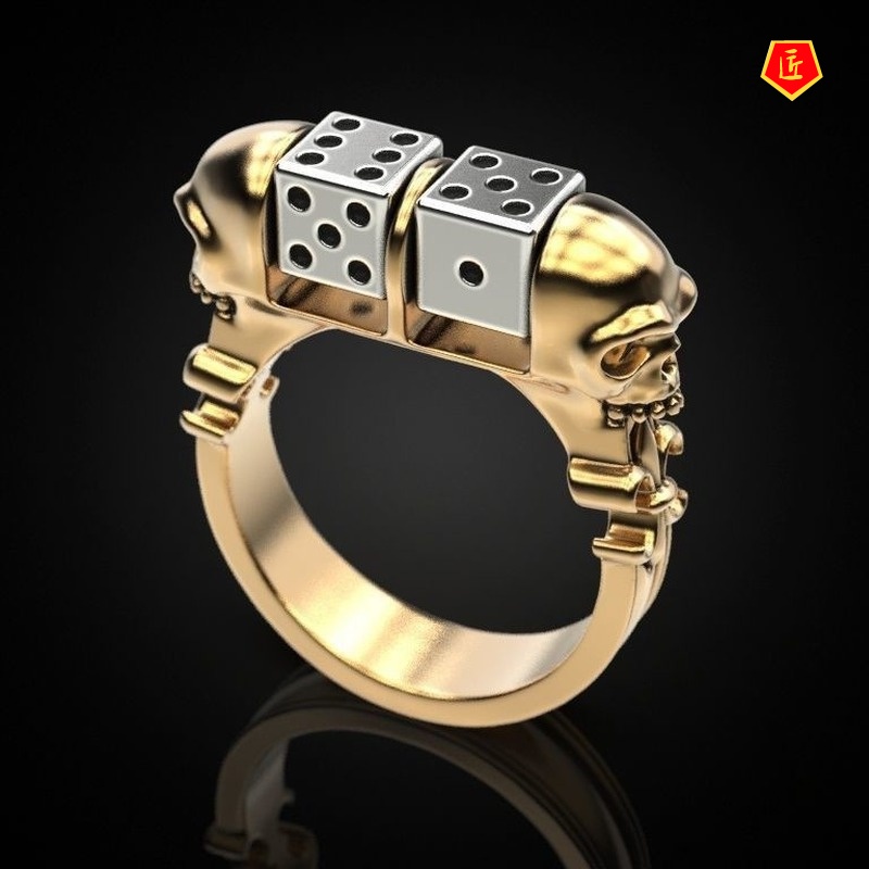 [Ready Stock]Creative Skull Dice Ring Vintage Punk Style