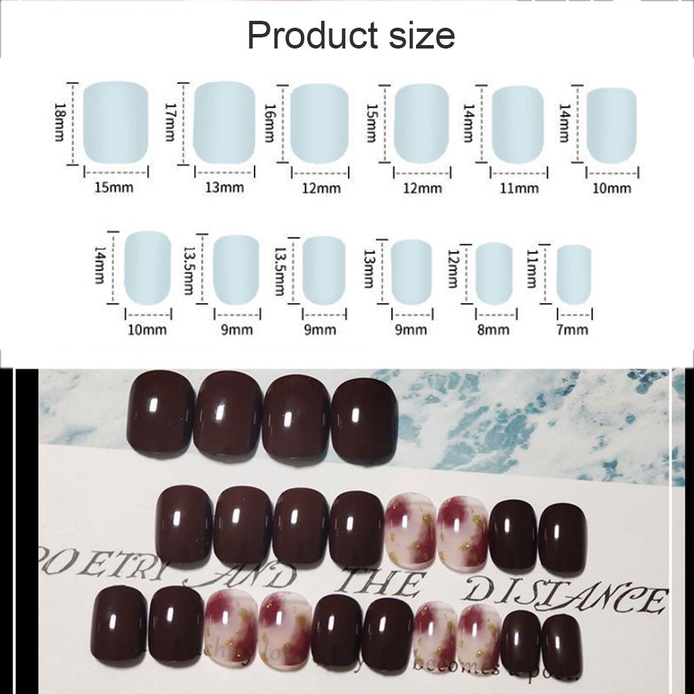 (Tk) 24pcs / Set Kuku Palsu Full Cover Motif Bunga Aster Matte Bisa Dilepas Untuk Nail Art