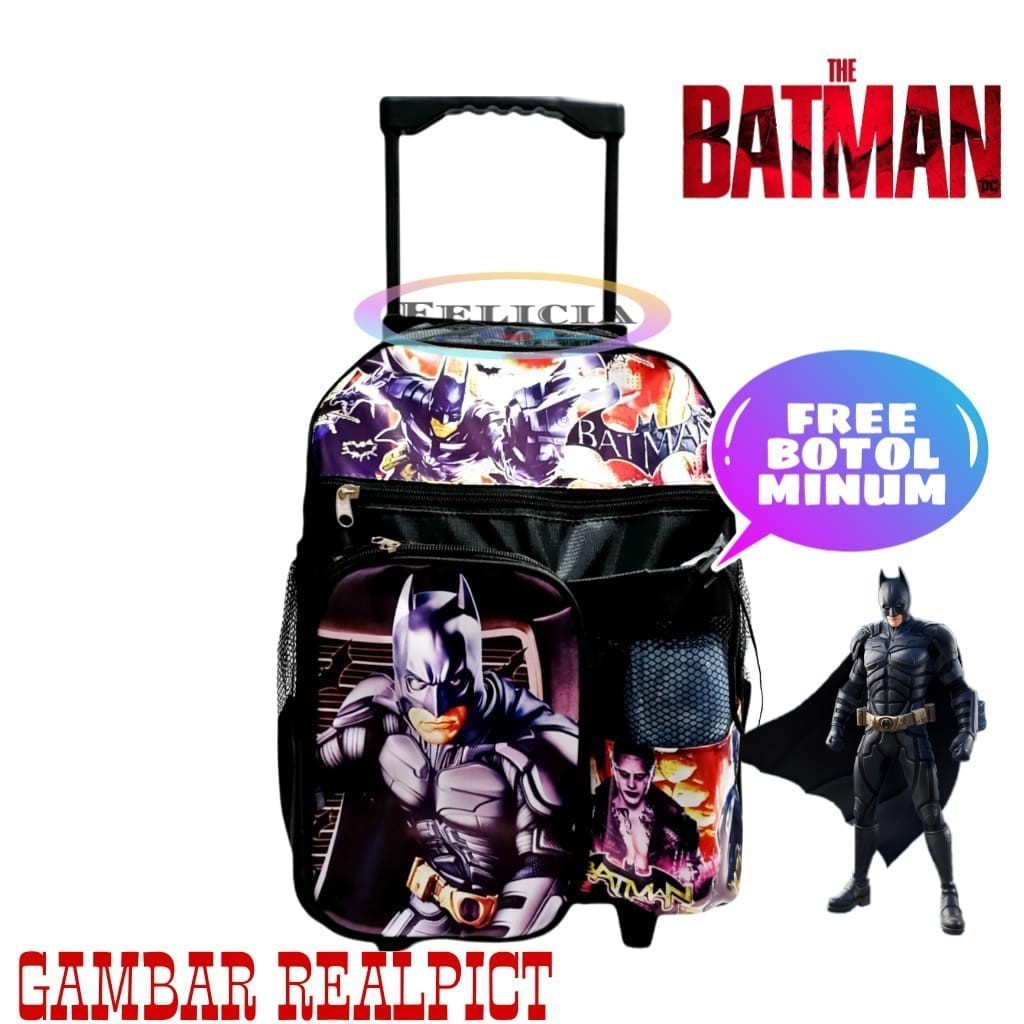 Tas Ransel Troli Anak Model Superhero Black Ransel Sekolah Paud TK SD