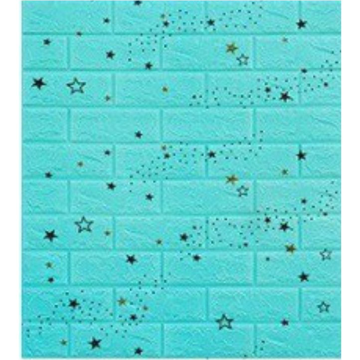 Belikuy COD Wallpaper Dinding Foam 3D Batik Bunga Glitter & Luxury import Murah U96 / U137 / U138 / U139-U139 STAR BLUE