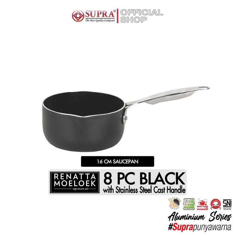 SUPRA Panci Alumunium Anti Lengket Renatta Moeloek Signature Set 8 Pcs - Black