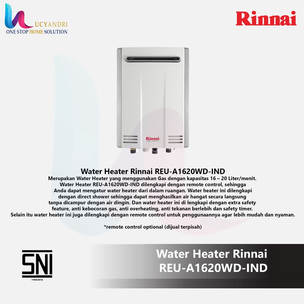 WATER HEATER RINNAI REU-A1620WD-IND / REU A1620WD IND 16 - 20L