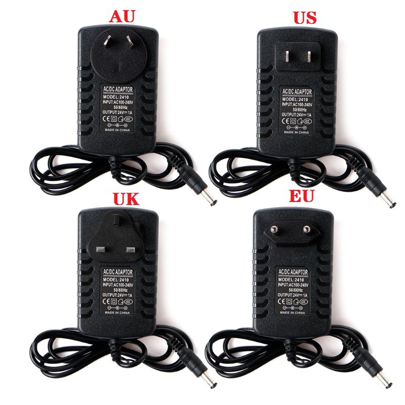 AUS Adaptor AC 100-240V ke DC 24V 1A Plug US / EU / AU / UK untuk Pembuat Kabut Ultrasonik