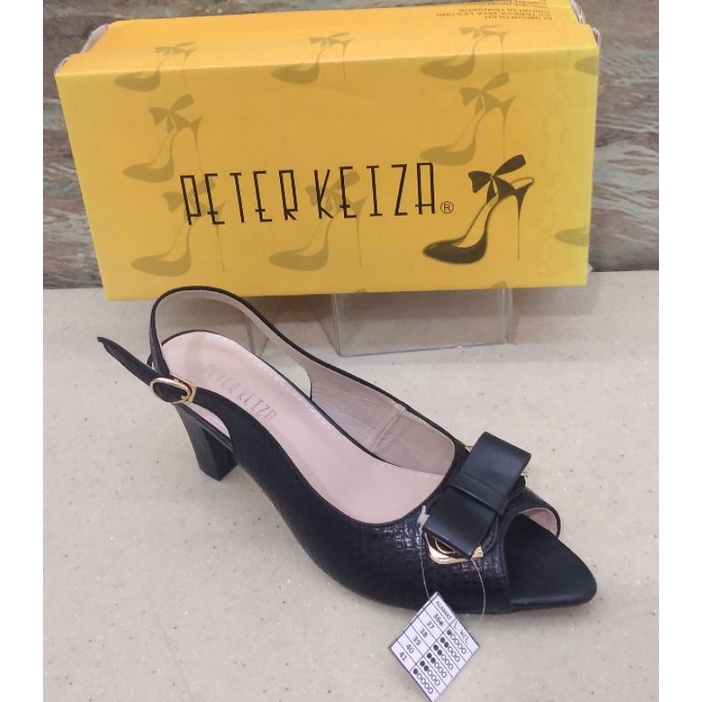 Sepatu Sandal Wanita Hitam Hak kotak tinggi 7cm sz 36-41 Peter Keiza