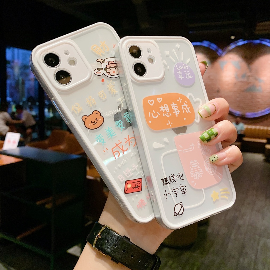 Square Edge Sofcase Cartoons iPhone X XS XR XSMAX 11 12 13 Mini Pro Promax